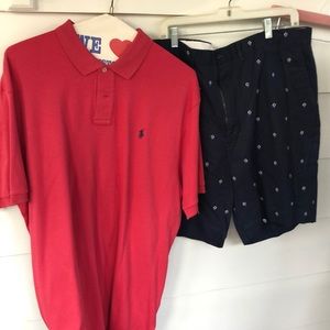 Summer Day Outfit! Salmon Polo - Blue Shorts